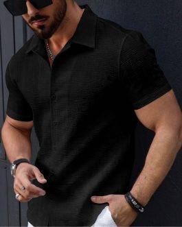 Men’s Stylish Casual Textured Black Shirt