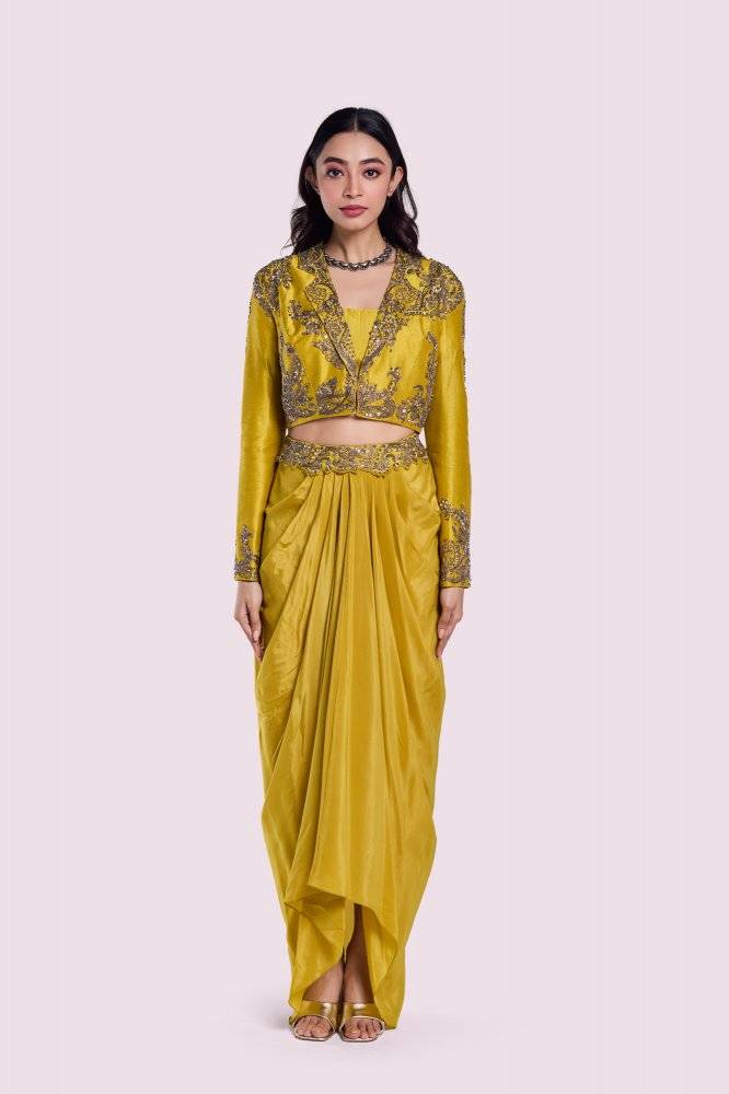 Silk Blazer And Dhoti Skirt Co-Ord Buy at ₹22995