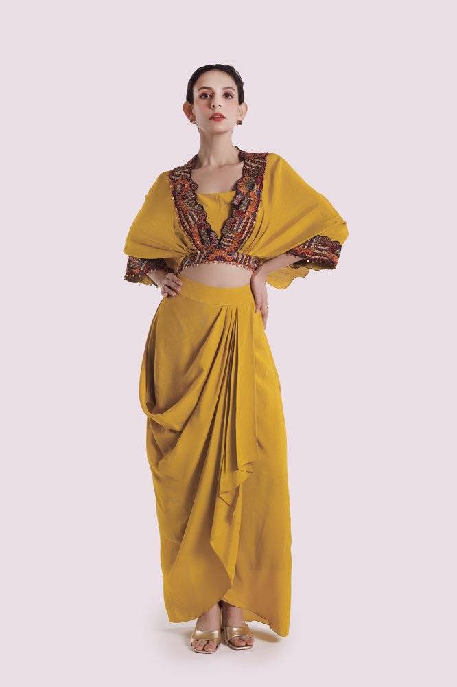 Silk Co-Ord Set With Draped Skirt Buy at ₹15995