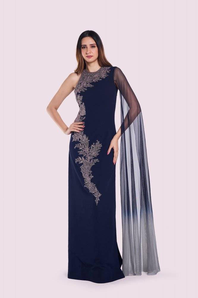 Mono-Cape Sleeve Sheath Gown Buy at ₹14995
