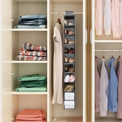 10 Pocket Multipurpose Hanger – Space-Saving Wall-Mounted Closet Organizer with Clear Shelves for Clothes, Accessories & Wardrobe Storage (Pack of 1) Buy @ ₹199