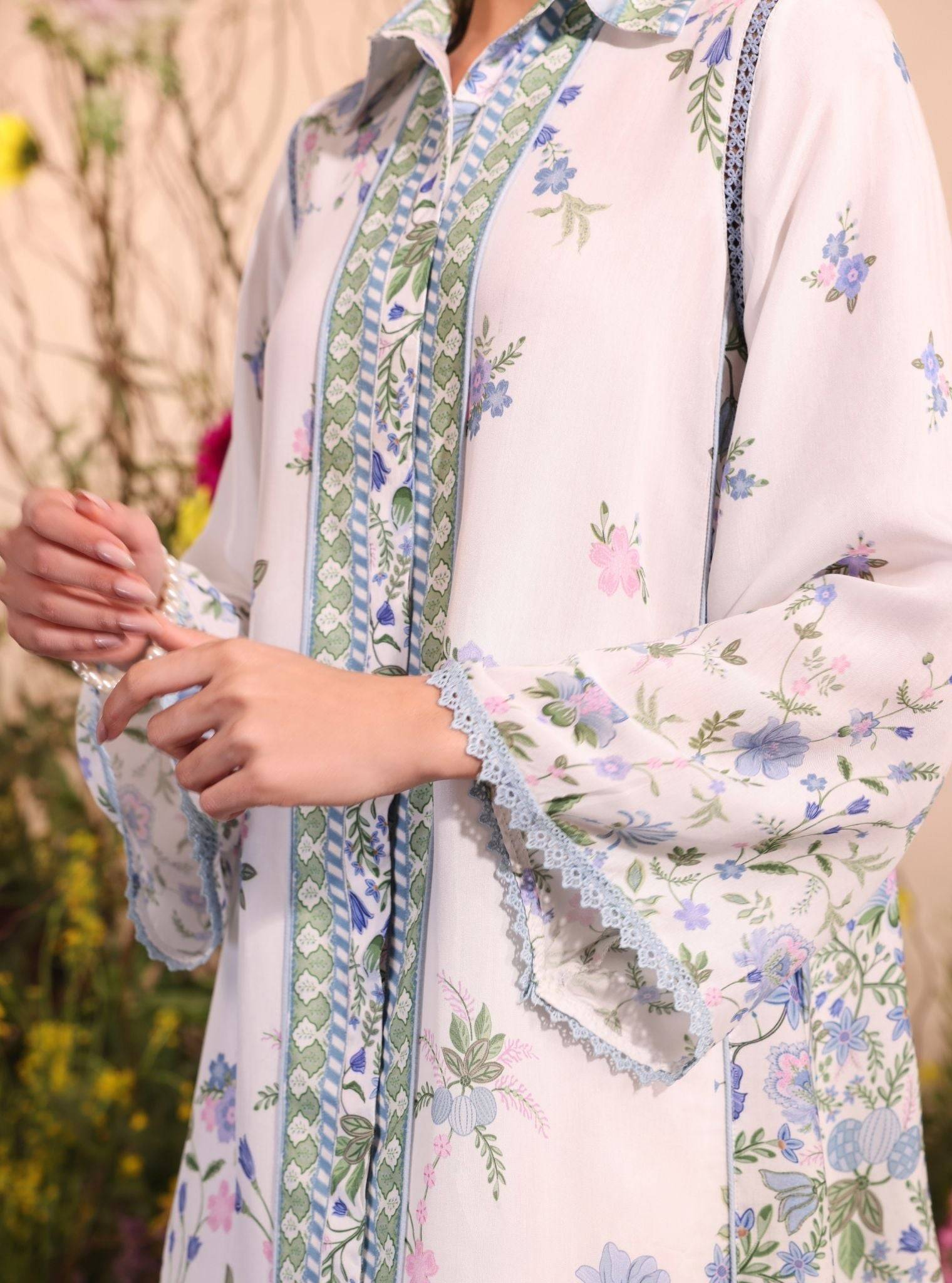 Niamh Lawn Printed White Co-ord Set