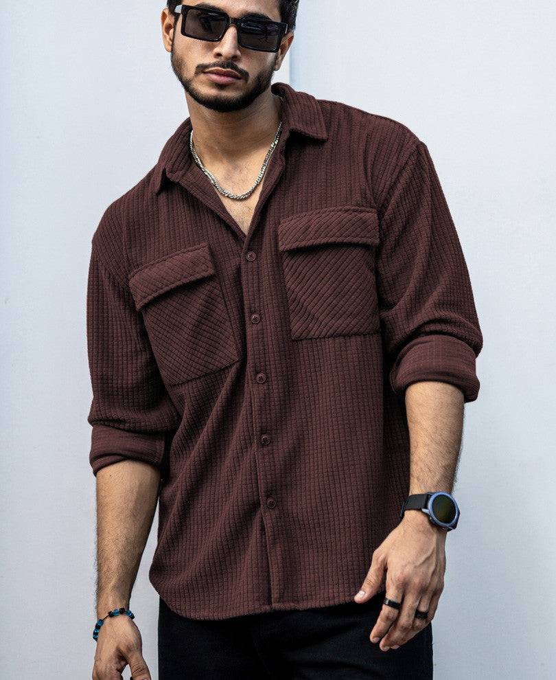 Dark Brown Structured Shacket Oversized Shirt Buy @ ₹1199