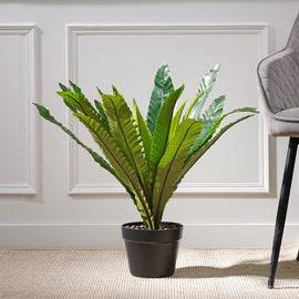Green Artificial Birds Nest Fern Potted Plant