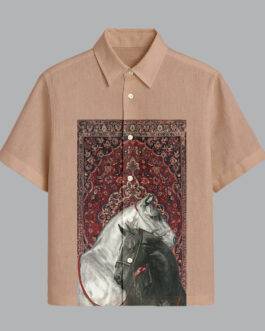 Coffee Printed Half Sleeve Shirt for Men Elegant Evening Wear