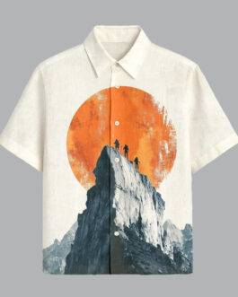 Off White Printed Half Sleeve Shirt for Men Elegant Party Outfit