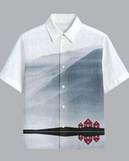 White Printed Half Sleeve Shirt for Men Premium Cotton Casual Wear