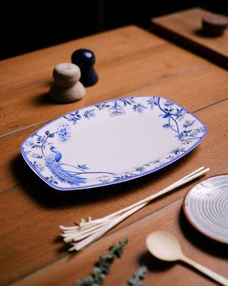 Royal Peacock Blue & White Platter