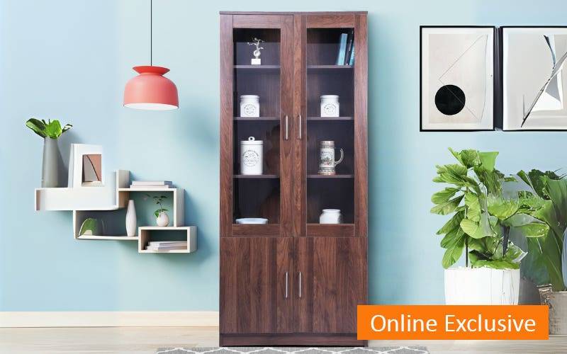 Gudsmith Vetrina Tall Display Unit In Columbian Walnut Finish