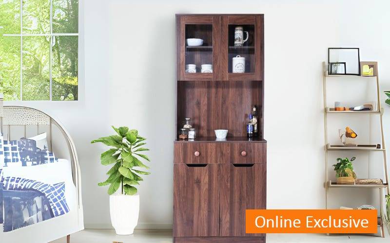 Gudsmith Vistina Tall Crockery Unit In Columbian Walnut