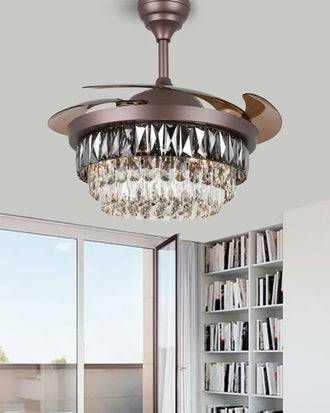 Crystal Breeze Retractable Ceiling Fan + Chandelier Light (with Remote Control)