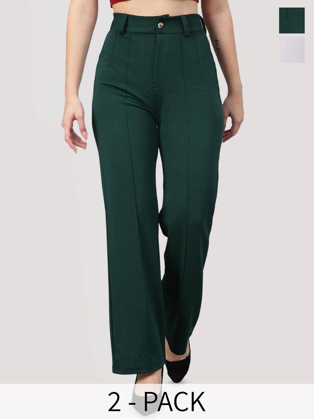 KOTTY BIZwear Women Relaxed Straight Leg Straight Fit High-Rise Easy Wash Trousers