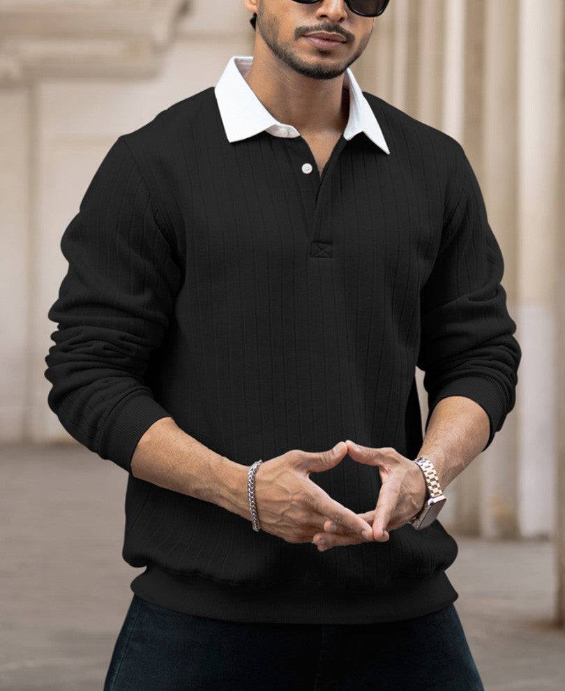 Black Regular Fit Full Sleeves Collar T-Shirt Buy @ ₹999