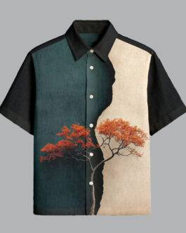 Black and Green Printed Half Sleeve Shirt for Men Stylish Party Wear