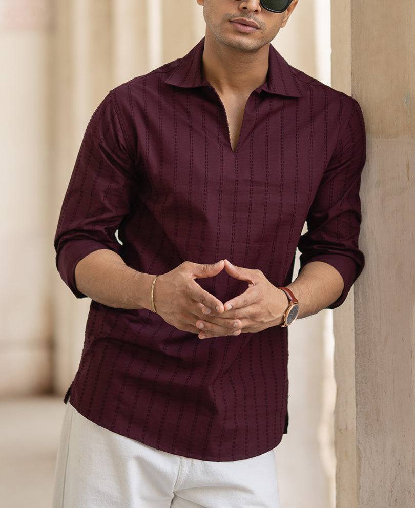 Wine Structured Regular Fit Shirt Buy @ ₹999