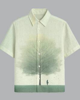 Pista Green Printed Half Sleeve Shirt for Men Trendy Minimal Look