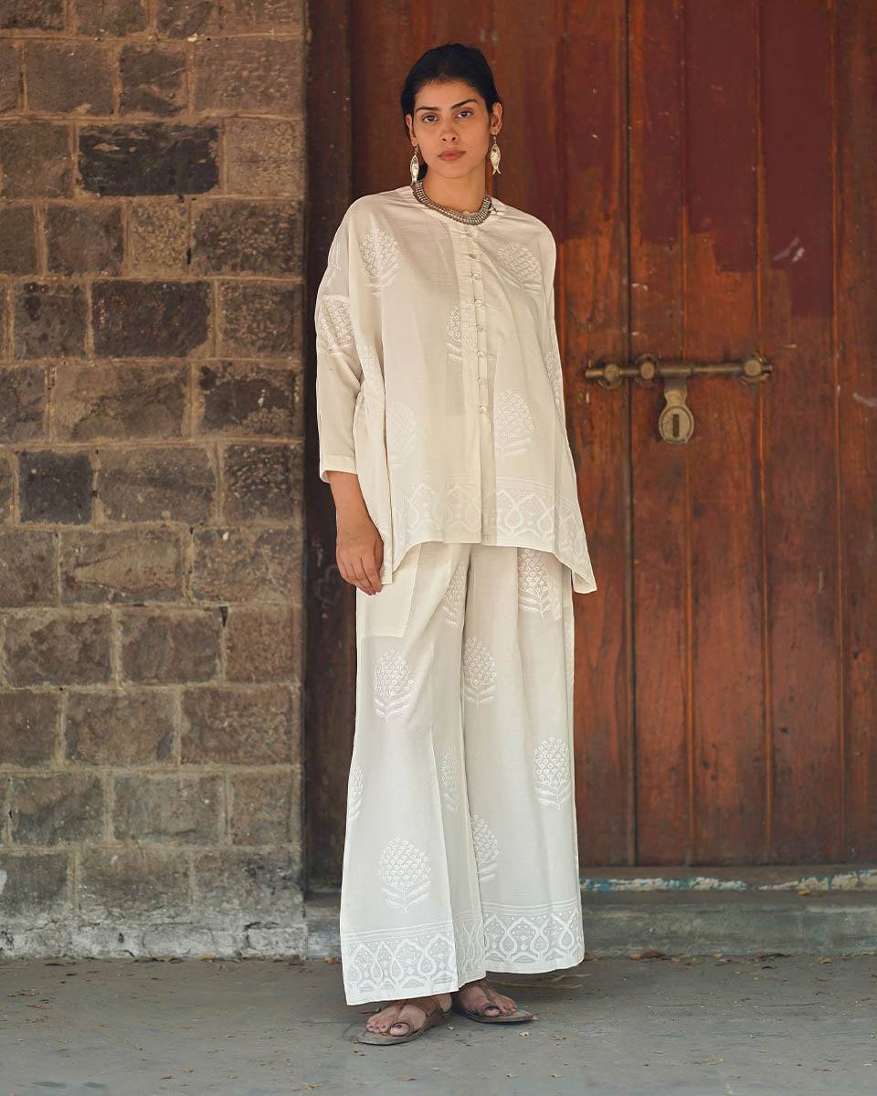 Morning Butter Ivory Block Printed Top - SFD