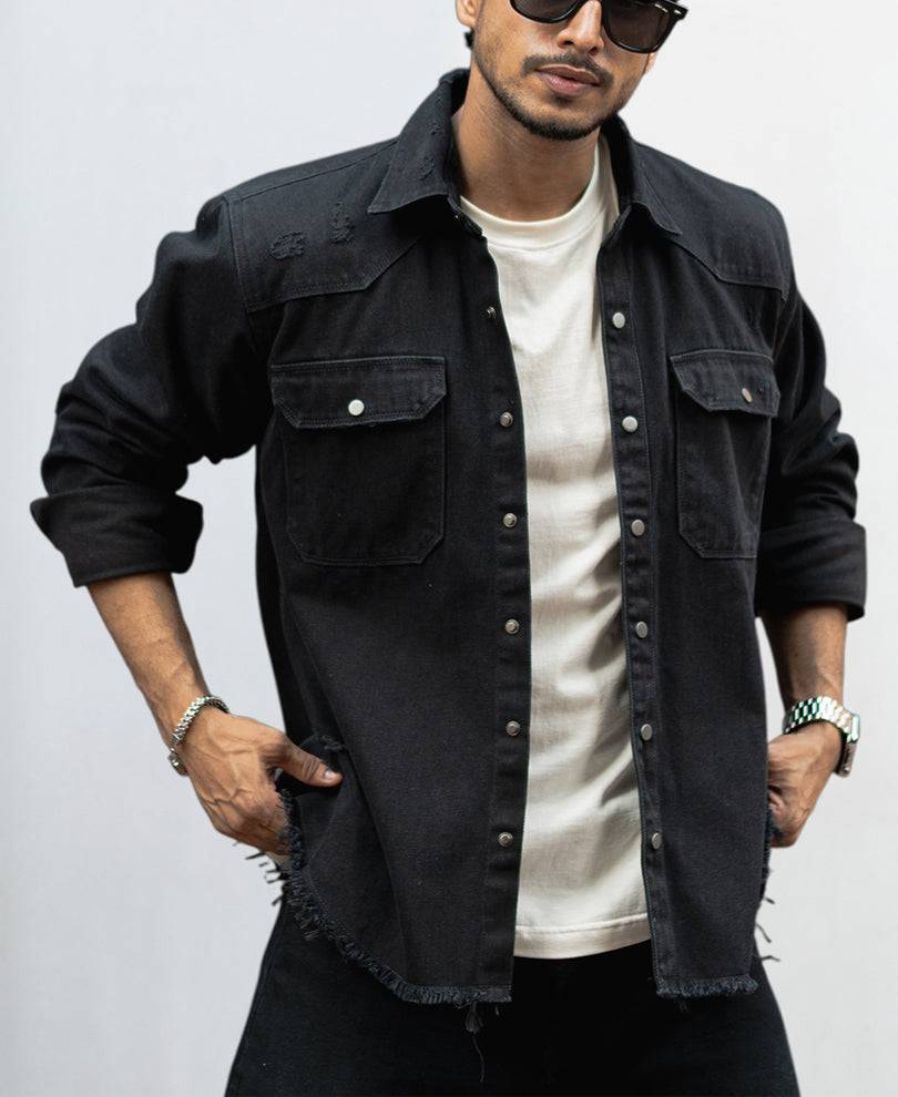 Carbon Black Regular Fit Full Sleeves Denim Shirt Buy @ ₹1699