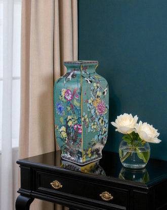 Blossom Cloisonn Enamel Vase - Green