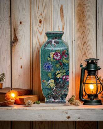 Blossom Cloisonn Enamel Vase - Green