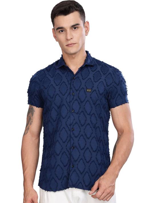 Royal Blue Premium Textured Pattern Shirt