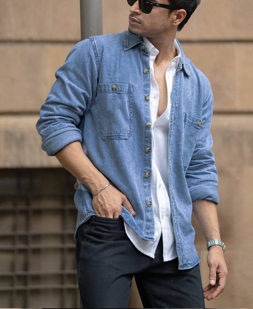 Ice Blue Denim Shirt Buy @ ₹1499
