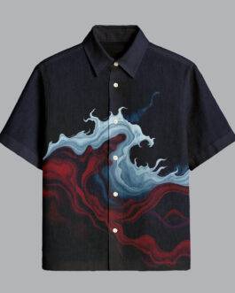 Black Modern Printed Half Sleeve Shirt for Men Smart Casual Office Wear