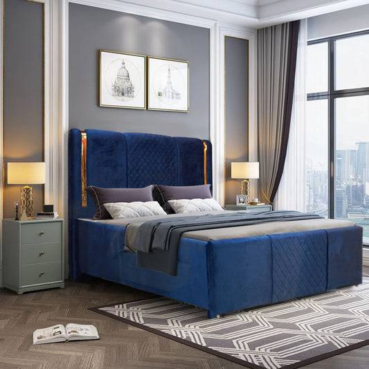 Aurelia bed in Blue Velvet Fabric