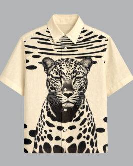 Beige Designer Printed Half Sleeve Shirt for Men Trendy Vacation Outfit