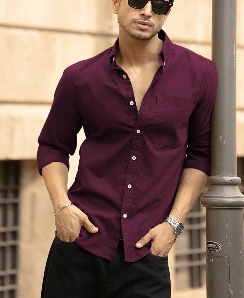 Wine Oxford Shirt Buy @ ₹1099