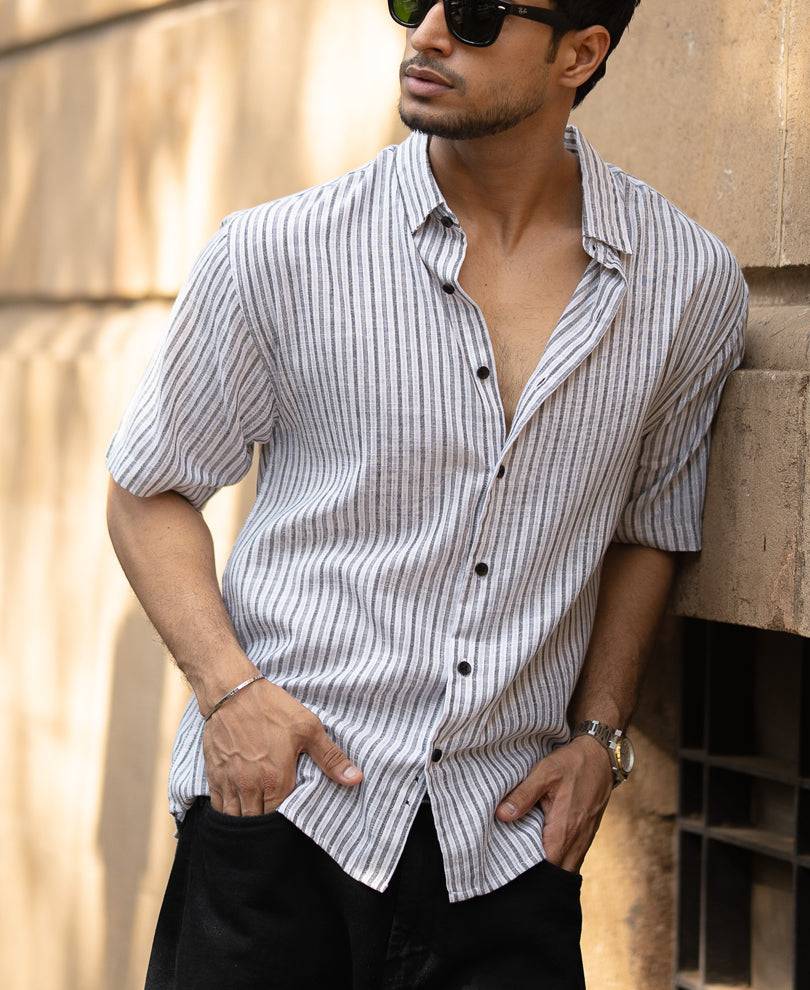 Grey Stripe Shirt With Print Buy @ ₹999