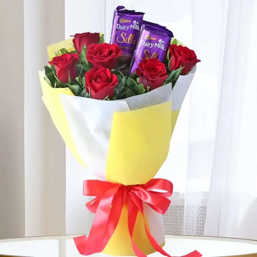 Bouquet of Red Roses & Chocolates