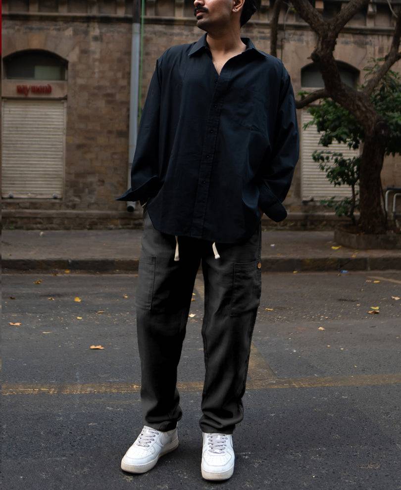 Black Cotton Cargo Trousers Buy @ ₹999