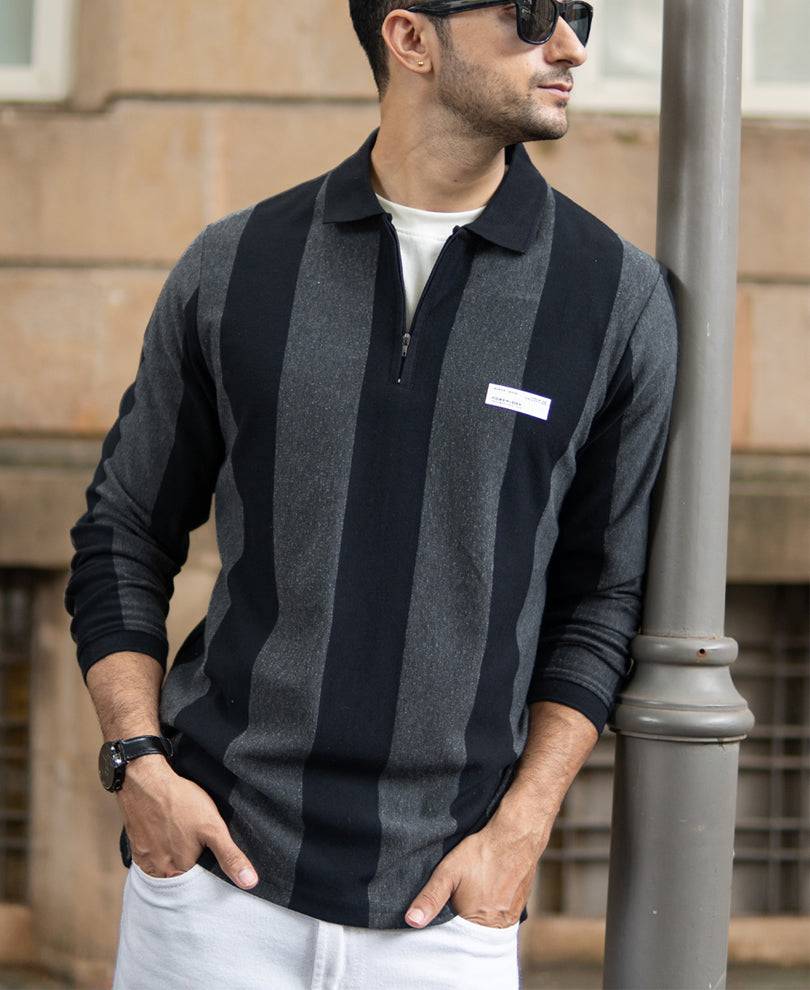 Grey And Black Stripe Lightweight T-Shirt Buy @ ₹1199