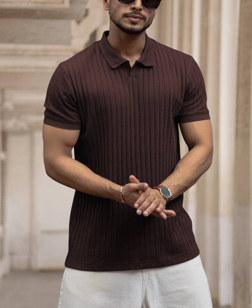 Dark Brown Rib T-Shirt Buy @ ₹999
