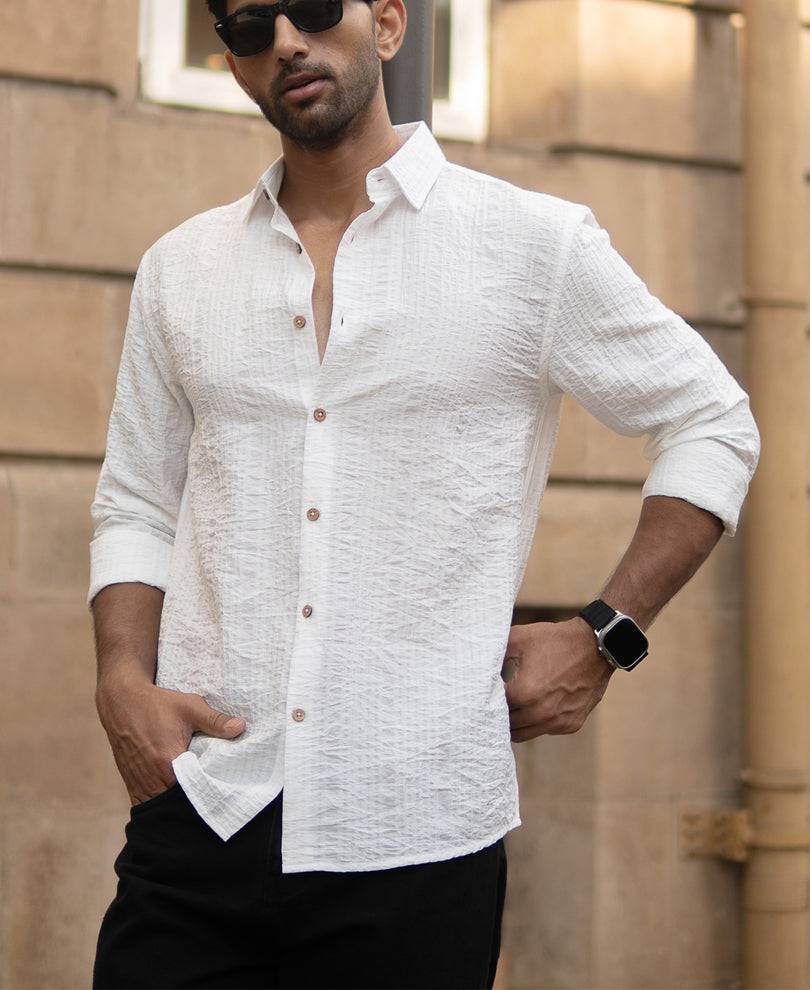 White Structure Stripe Shirt Buy @ ₹999