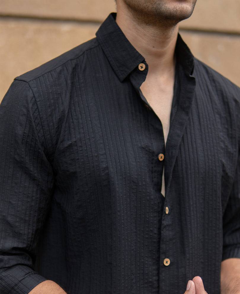 Black Structure Stripe Shirt Buy @ ₹799
