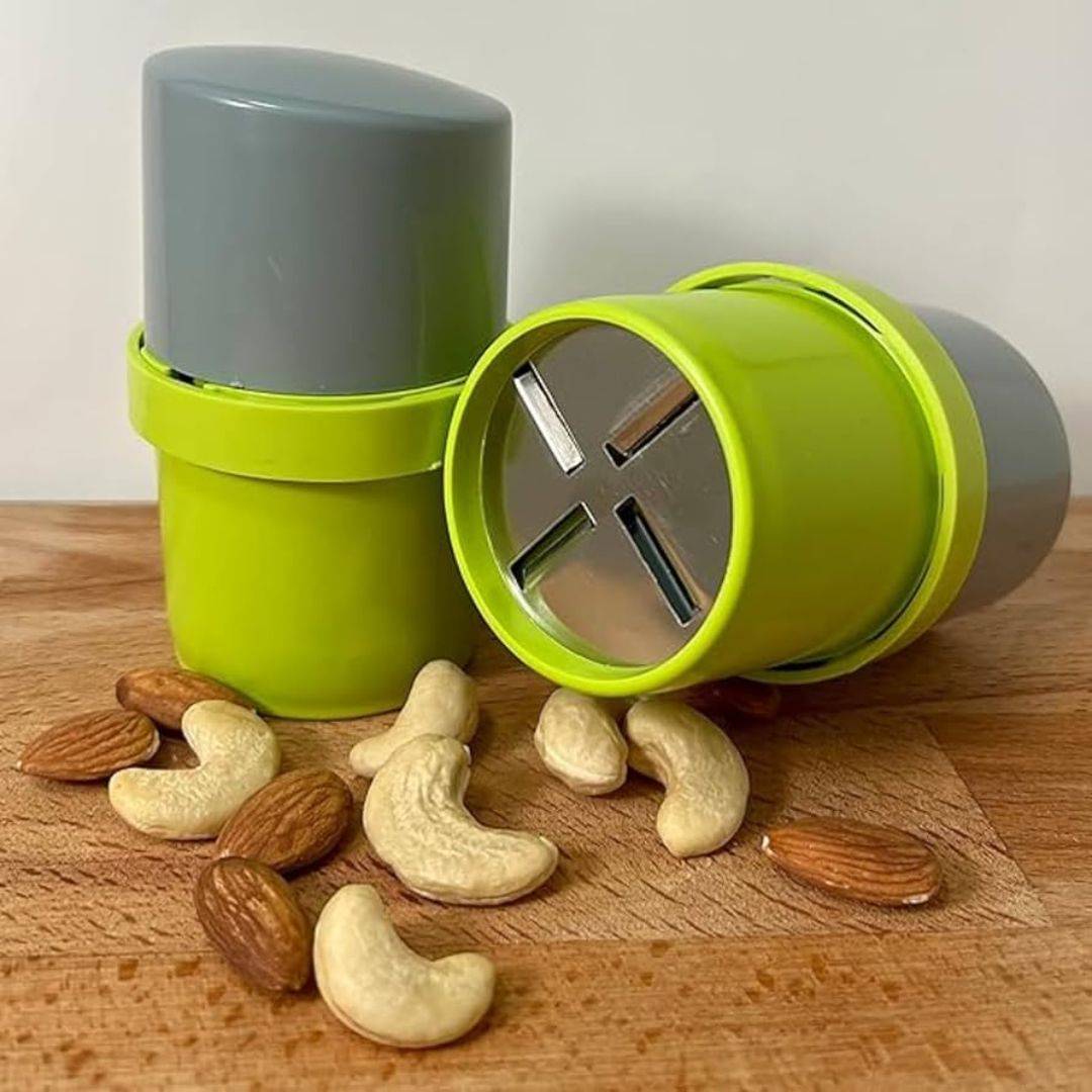 Easy Dry Fruit Cutter & Slicer (Round Shape) – Built-in Storage, Multicolor Nut Cutter for Cashews, Almonds, and Dry Fruits Buy @ ₹99