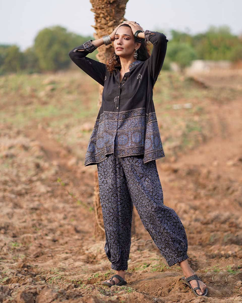 Casa Blanca Lily Blockprinted Cotton Top-WWB