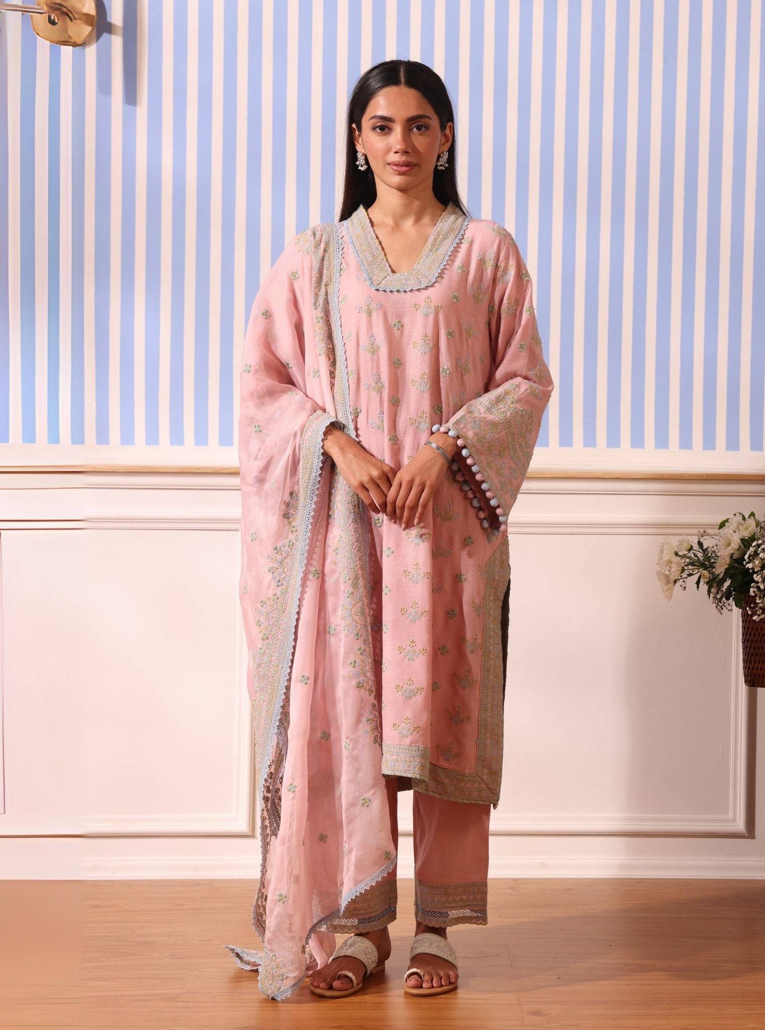 Shileh Linen Pink Kurta Set