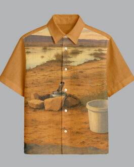 Mustard Printed Half Sleeve Shirt for Men Trendy Streetwear Fashion