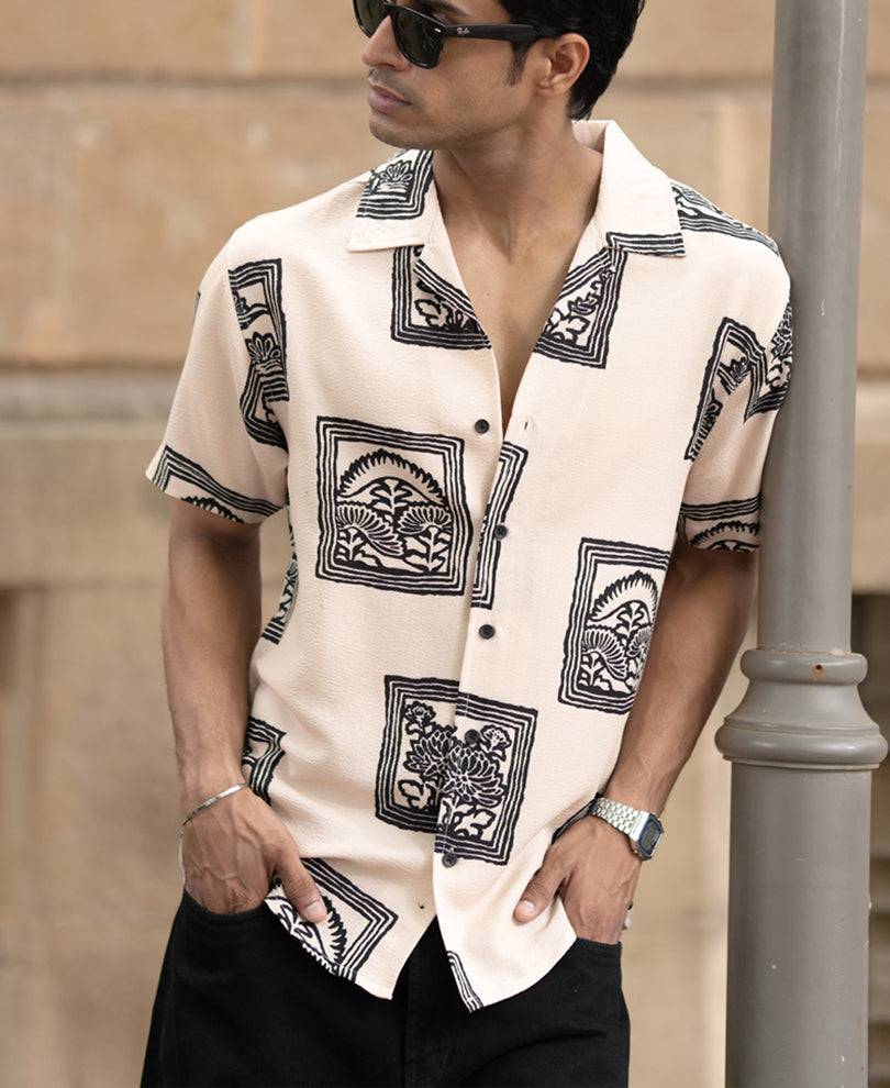 Beige Structured Printed Shirt Buy @ ₹799