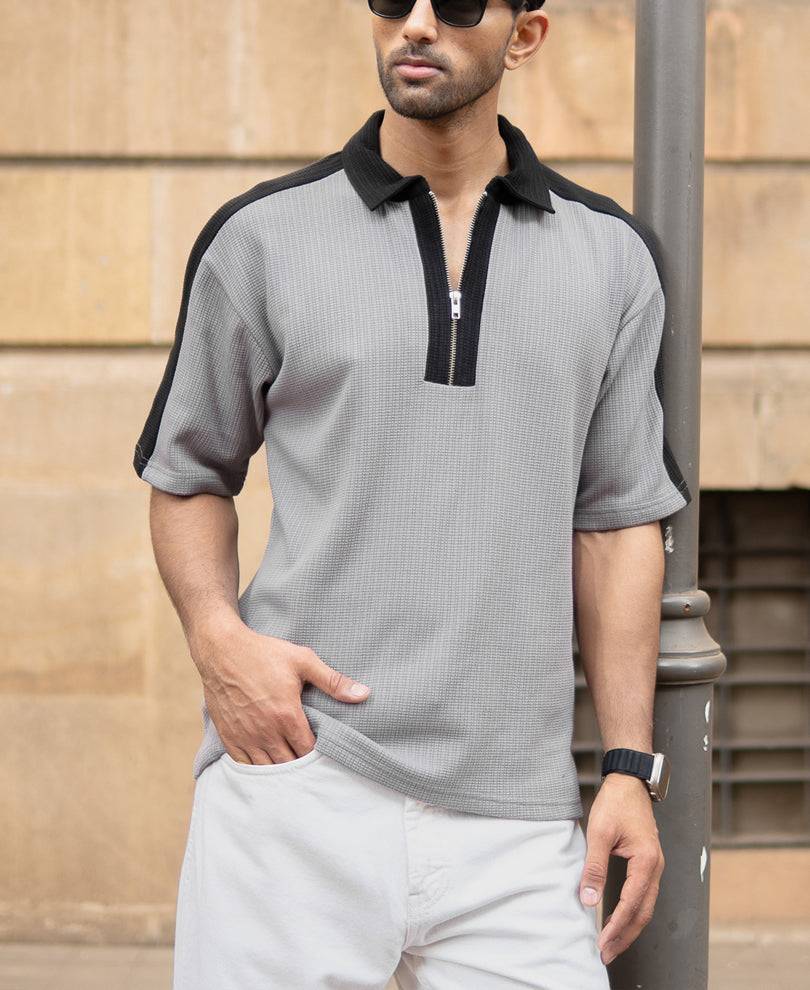 Grey Contrast Panel T-Shirt Buy @ ₹599