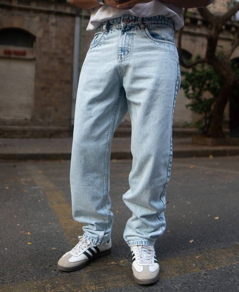 Ice Blue Washed Baggy Jeans Buy @ ₹1099