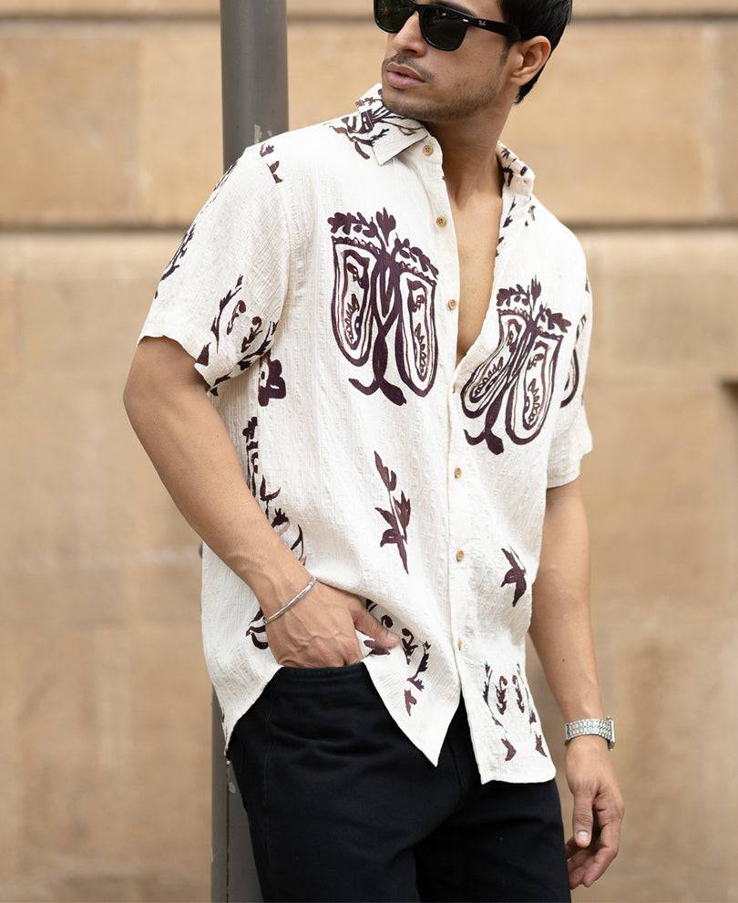 Cream Structured Boho Print Shirt Buy @ ₹999
