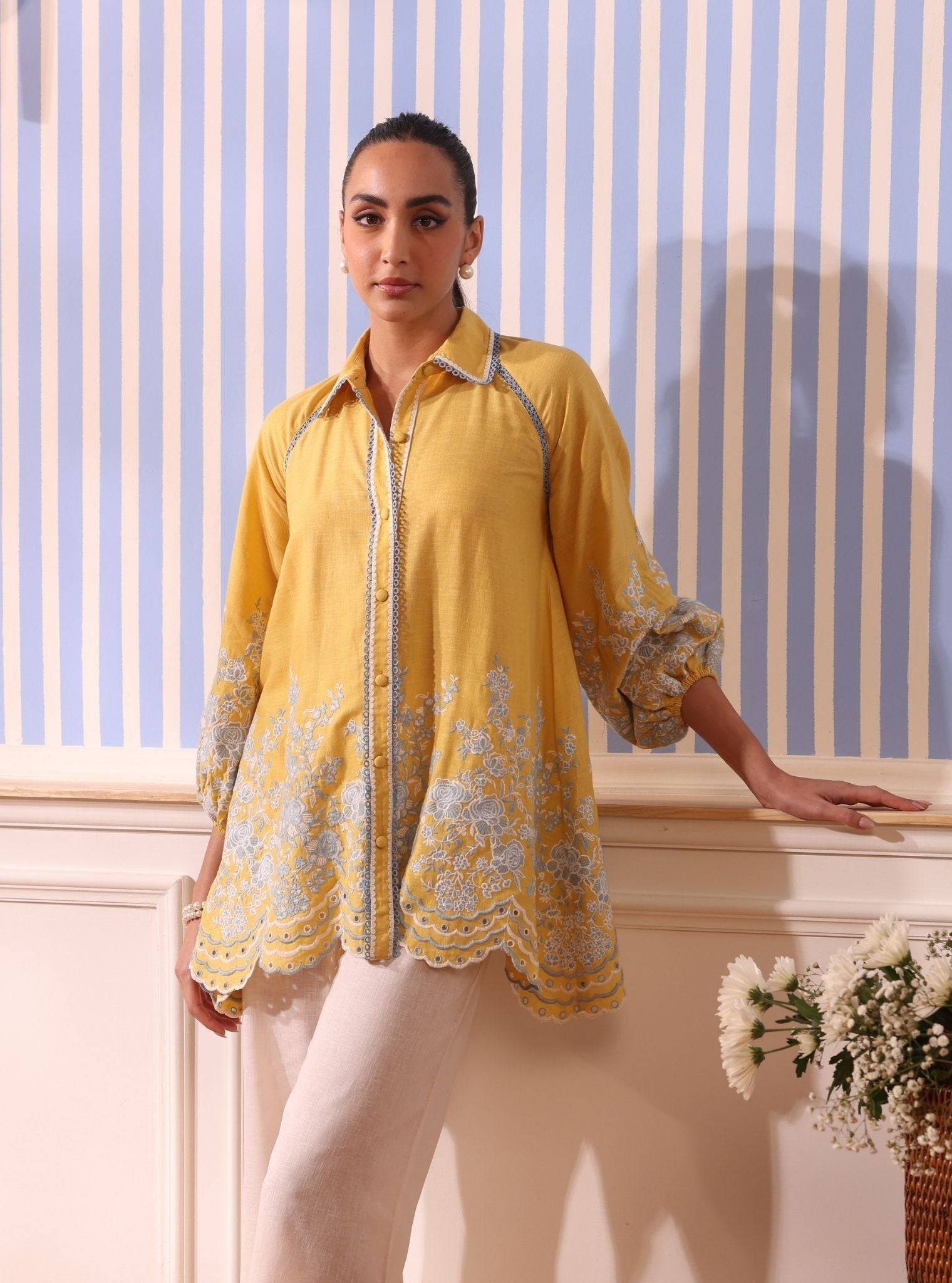 Paloma Linen Yellow Shirt