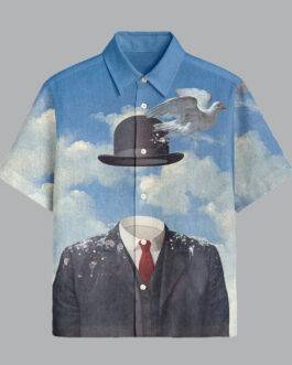 Blue Printed Half Sleeve Shirt for Men Fresh Summer Casual Outfit