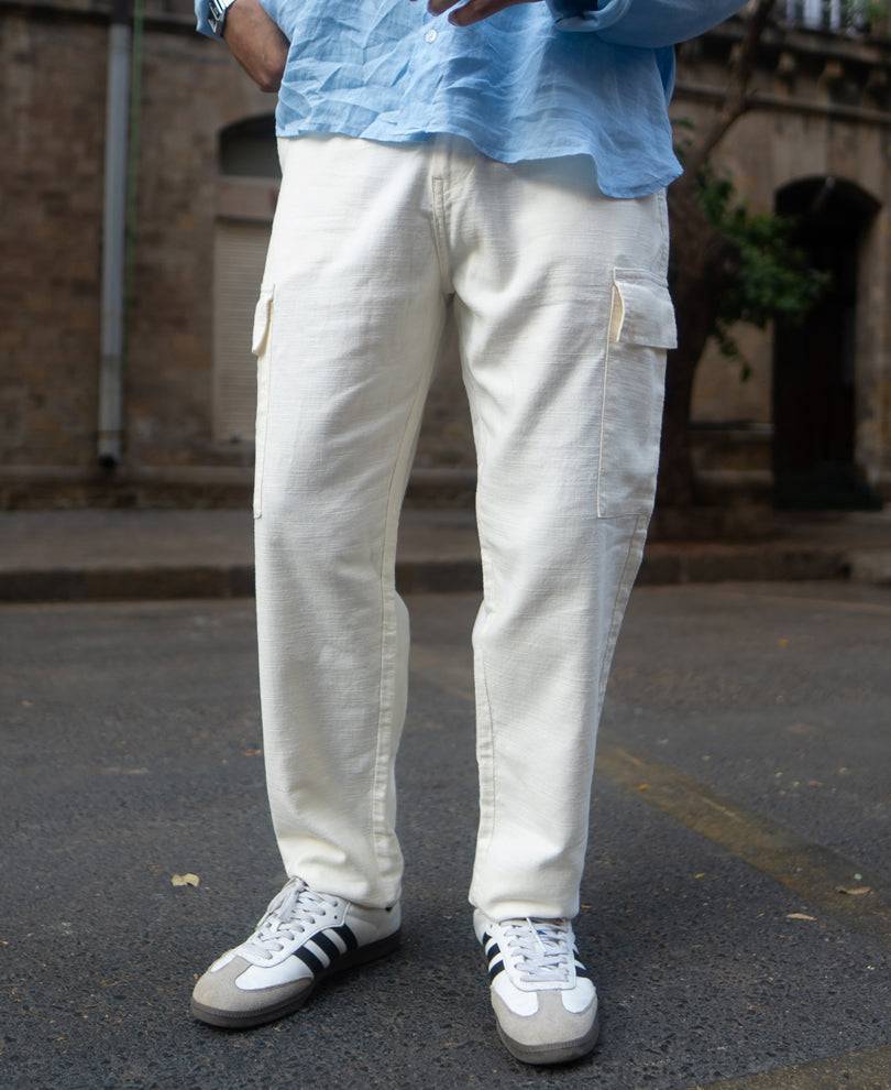 Off-White Structured Cotton Cargo Pant Buy @ ₹1499