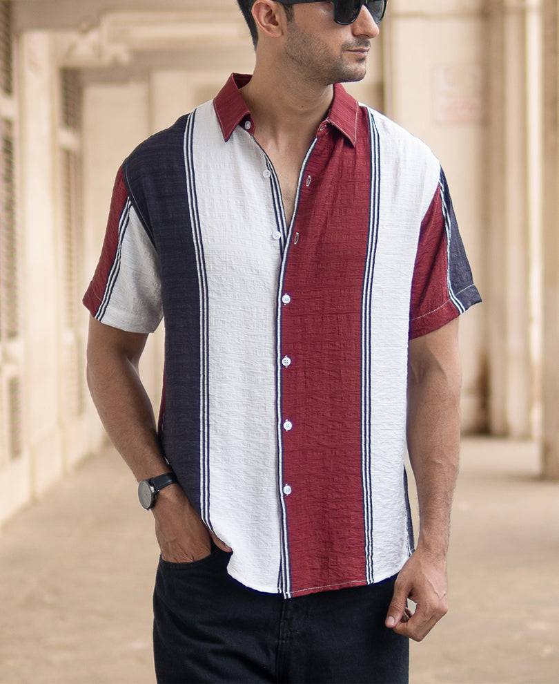 Maroon Lightweight Structured Stripe Shirt Buy @ ₹699