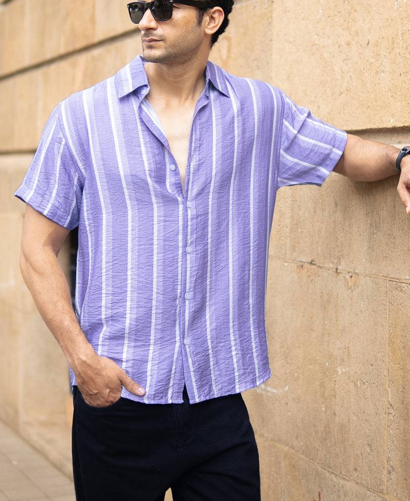 Lavender Stripe Flowy Shirt Buy @ ₹999